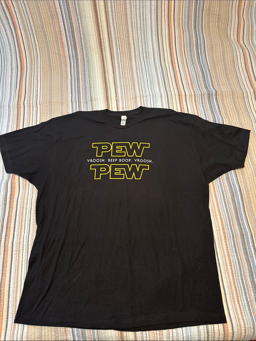 Tultex Black T‑Shirt with Yellow "PEW PEW" Graphic